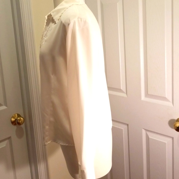 ☀️VINTAGE ☀️ Women's BLOUSE ☀️Notations Beautiful White L/S Blouse - Picture 5 of 8